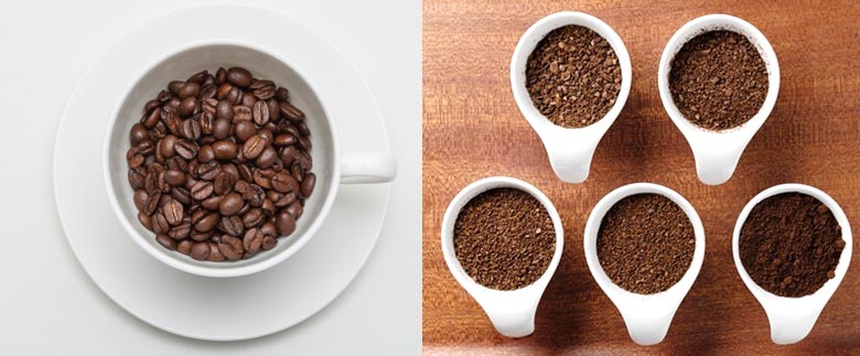 コーヒー豆とコーヒー粉